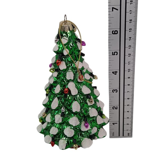 Miniature Glass Christmas Tree Ornament with String Lights By JS 6.5" EUC - Picture 3 of 9